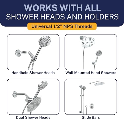 HammerHead Showers® Solid Metal 9 ft Shower Hose - CHROME – Extra Long 108” Attachment for Handheld Shower Head - Shower Hose Replacement - color: Chrome, size: 108 Inches