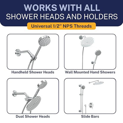 HammerHead Showers® Solid Metal 9 ft Shower Hose - CHROME – Extra Long 108” Attachment for Handheld Shower Head - Shower Hose Replacement - color: Chrome, size: 108 Inches
