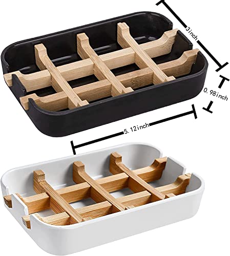 Aoheuo Modern Bamboo Fiber soap Holder and soap Dish Combination (Removable), Black, 5.12 Long by 3 Wide, 0.98 inches high, Used in Kitchens, bathrooms, and bar Sinks - color: Black, size: 1Pack (Bamboo)