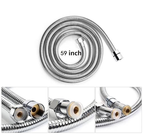59 Inches Shower Hose,Bidet Hose,Chrome | 304 Stainless St304 Stainless Steel, Handheld Shower Hose, G1/2 Thread Interface (0.8" or 20mm) - color: Chrome