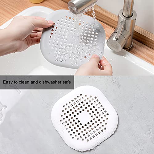 4 Pieces Drain Covers Hair Stopper for Shower Drain Bathtub Stopper Home Drain Protectors with Sucker Water Trap Sink Cover for Bathroom Bathtub and Kitchen (2 Gray+2 White) - color: 4 Pcs White,grey