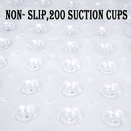 YINENN Bath and Shower Safety Mats 40x16 inch, Non Slip with Suction Cups for Bathroom Stall and Tub Floor, Extra Large and Machine Washable, Drain Holes Keep Bathtub Clean, Clear - color: Clear