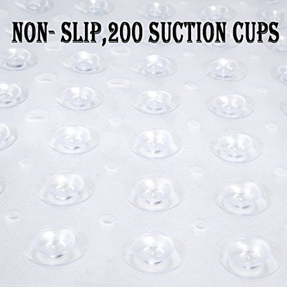 YINENN Bath and Shower Safety Mats 40x16 inch, Non Slip with Suction Cups for Bathroom Stall and Tub Floor, Extra Large and Machine Washable, Drain Holes Keep Bathtub Clean, Clear - color: Clear