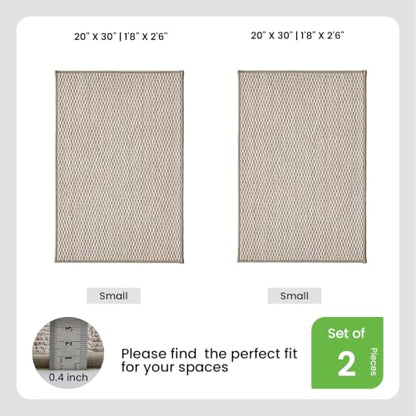 TYUU Bath Mat Set 2 Piece, Thin Bathroom Rugs Non Slip Washable Quick Dry | Non Slip Quick Dry Soft Absorbent Thin Low Pile Bathroom Mats, Washable Bath Rugs 2 Piece Set 20x30 in. Beige - color: Beige, size: 20"x30" + 20"x30"