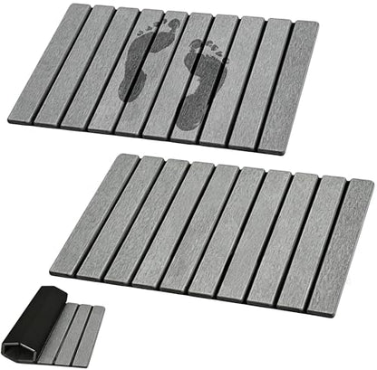 Diatomaceous Earth Bath Mat, Foldable Stone Bath Mat, 23.6 x 15.5 Inch Absorbent, Quick Drying, Diatomaceous Earth Stone Mats for Bathroom, Easy Store, Easy Clean - color: Grey 2pck
