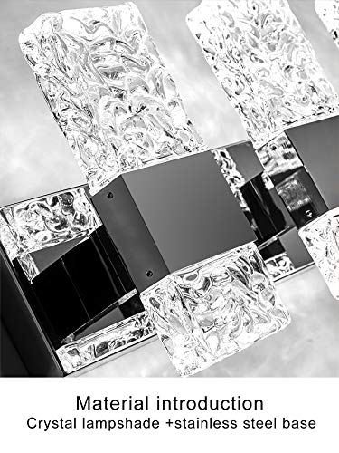 Modern LED Bathroom Vanity Light Fixtures Chrome Stainless Steel 4 Light Wall Sconces Over Mirror 28 Inch 40w Crystal Cool White 5800K Dimmable - color: Chrome, size: 4 lights