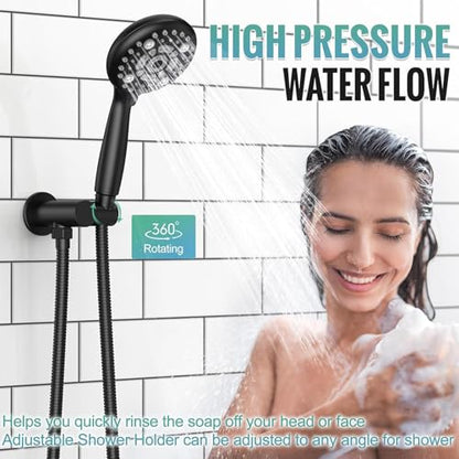 SR SUN RISE Shower Faucet - 12 Inch Multifunctional High Pressure Shower Head System with Handheld Shower Head Fixtures - Valve Included - Matte Black - color: Matte Black, size: 12 Inch