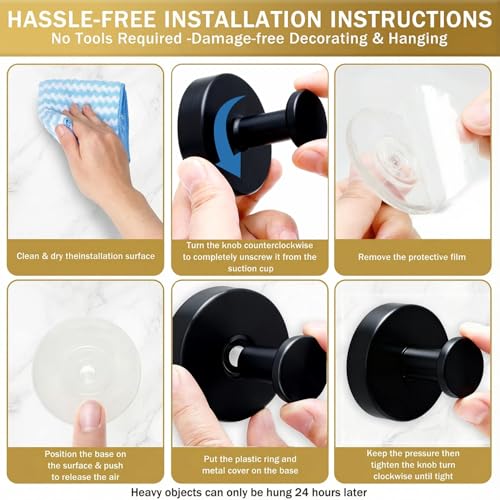 Suction Cup Wreath Hangers for Front Door Glass, Heavy Duty Vacuum Holder with Extended Hook, Washable Reusable Towel Hooks for Bathroom Shower, Black 2 Pack Stainless Steel - color: Black