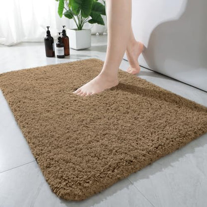 AROGAN Luxury Bathroom Rugs, Soft Non Slip Bath Mat, 24x17 Inch Brown | Absorbent Microfiber Rubber Backing, Quick Dry Bathroom Mat Shower Mat, Machine Washable Plush Carpets - color: Brown, size: 1'5" X 2' (24" X 17")