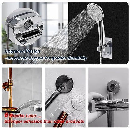 NearMoon Self Adhesive Shower Head Holder-Adjustable Handheld Shower Holder NO Drilling Wall Mount Waterproof (1 Pack, Chrome Finish) - style: Chrome Finish