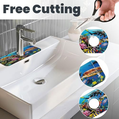 Marine turtle Kitchen sink faucet pad, strong water absorption, anti slip, easy to clean, very suitable for splash and drip prevention, suitable for kitchens and bathrooms - color: Marine turtle
