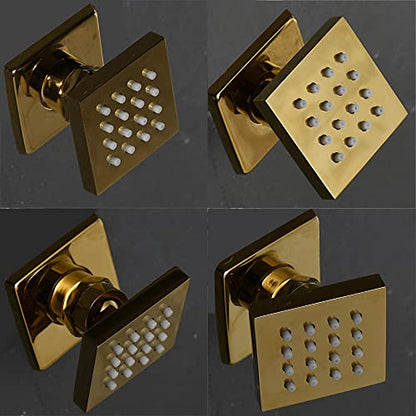 Gold Shower System 12 Inch Bathroom Luxury Rain Mixer Shower Combo Set Wall Mounted Rainfall Shower Head System Gold Rain Shower Jets Body Sprays System - color: Gold