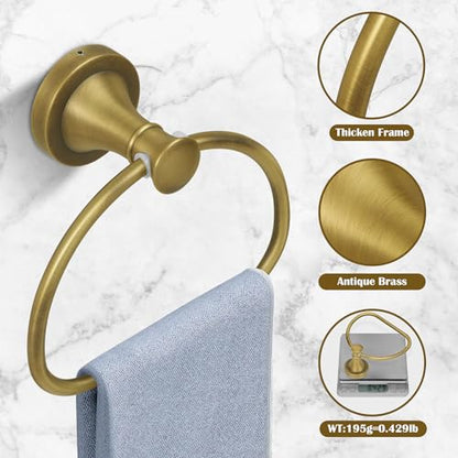 Brass Bathroom Hand Towel Holder, Antique Brass Towel Ring Holder, Wall Mounted Towel Rack Hanger Home Half Round Bathroom Hardware Accessory Modern - color: Brass