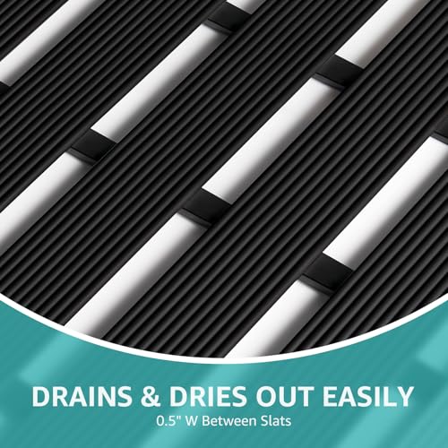 OTHWAY Large Shower Mat, 35.4 x 24 Inch No Suction Cup Shower Mat Non Slip, Quick Drain Non Slip Shower Mats for Inside Shower, Heavy Duty Curlable PVC Stand up Shower Floor Mat, Black - color: Black