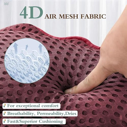 Bath Pillow RUVINCE Ergonomic Luxury Bathtub Pillow with Head,Neck, Shoulder and Back Support, 4D Bath Pillows for tub with 6 Powerful Suction Cups, Fits All Bathtub, Spa Tub, Hot Jacuzzi (Dark red) - color: Dark Red