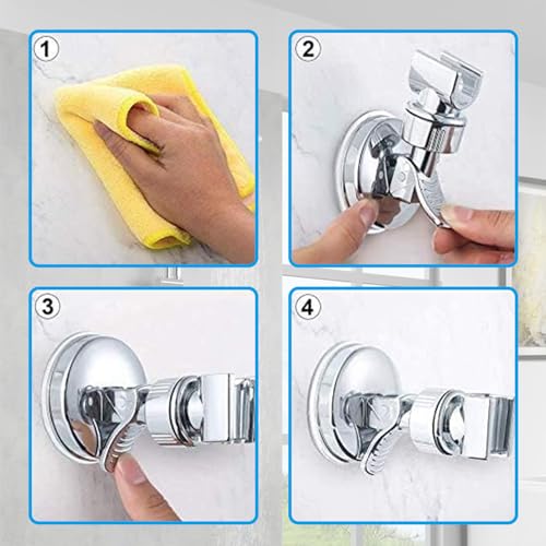 Adjustable Shower Head Holder, Suction Cup Handheld Shower Bracket, Removable Handheld, Wall Mounted (Silver) - style: Adjustable, Silver