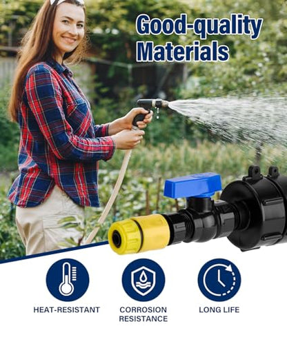 3 Sizes 3-in-1 IBC Tote Hose Adapter 2.44" Fine, 2" Fine and 2" Coarse Thread, 275-330 Gallon Water Tote Tank Hose Adaptor, Faucet Adapter for Garden Hose Connector