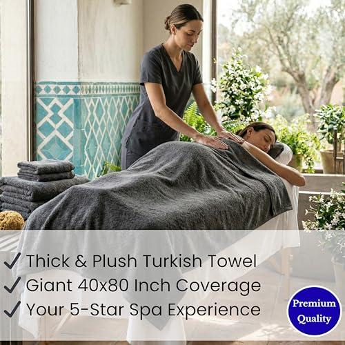 SALBAKOS Luxury 100% Turkish Cotton Bath Sheet 40x80 in (1-Piece, Gray) | Extra Large Jumbo Oversized Bathroom and Beach Towel, Super Soft Highly Absorbent Thick Premium Hotel Quality, Made in Turkey - color: Gray, size: Jumbo Bath Sheet