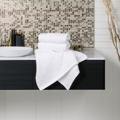 6 Piece Hand Towels Set 16 x 28 Inches, White | 100% Cotton, Lighter Weight, Quick to Dry, 16 x 28 Inches, Super Soft & Absorbent, Perfect for Bathroom & Kitchen - color: White