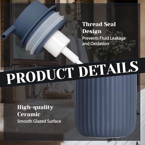 INGOFIN Ceramic Foaming Soap Dispenser - 12oz Foam Hand Soap Dispenser Bathroom, Modern Refillable Dish Dispenser with Pump for Kitchen, Matte Blue - color: Foam-blue