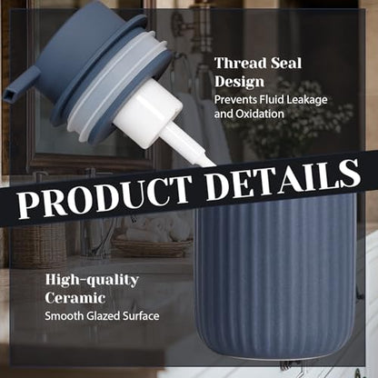 INGOFIN Ceramic Foaming Soap Dispenser - 12oz Foam Hand Soap Dispenser Bathroom, Modern Refillable Dish Dispenser with Pump for Kitchen, Matte Blue - color: Foam-blue