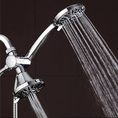 AquaDance Total Chrome Premium High Pressure 48-setting 3-Way Combo for The Best of Both Worlds – Enjoy Luxurious 6-setting Rain Shower Head and 6-Setting Hand Held Shower Separately or Together | Enjoy Two 6-Setting Rain & Hand Showerheads Separately or