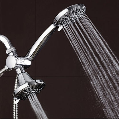 AquaDance Total Chrome Premium High Pressure 48-setting 3-Way Combo for The Best of Both Worlds – Enjoy Luxurious 6-setting Rain Shower Head and 6-Setting Hand Held Shower Separately or Together | Enjoy Two 6-Setting Rain & Hand Showerheads Separately or
