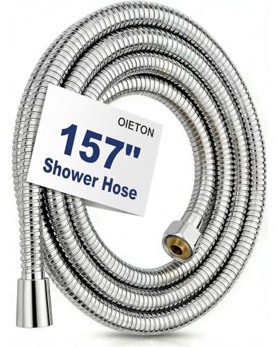 Shower Hose Extra Long 157 Inches, Flexible Stainless Steel Handheld Shower Hose, with Brass Insert and Nut - size: 157 inches