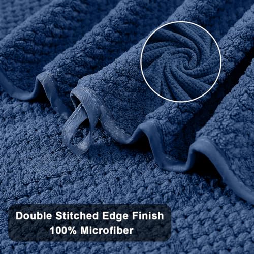 Hailea Navy Bath Towels Set 35x70 Inches - Luxury 600 GSM Oversized Bath Sheet Towel,Extra Large Microfiber - Quick Dry,Highly Absorbent,Super Soft Shower Towels Spa Hotel Bathroom Towel Set (4-Pack) - color: Navy Blue, size: 4-Piece Set