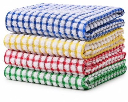 Egles 4 Pack Kitchen Dish Towels, 15x27 Inches 100% Cotton | Kitchen towel for Drying Dishes, Washing and Cleaning - color: Blue, Green, Red, Yellow, size: 15"x27" - 4 pcs