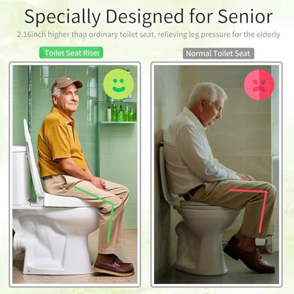 Aünsffer Raised 2.91'' Toilet Seat Elongated, Toilet Seat Riser for Elderly, Soft Close & Quick Release, Oblong 18.5inch Compatible Size, PP Material, 2 Years Support