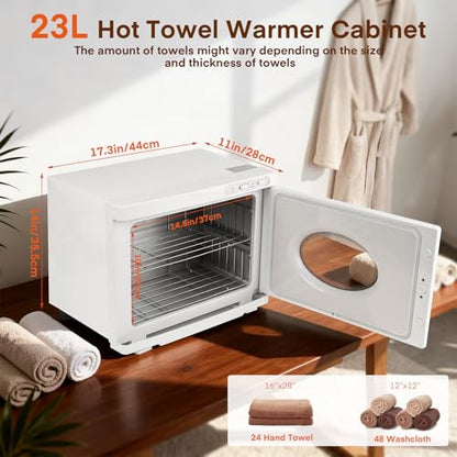 Hot Towel Warmer, 23L Professional Spa Towel Heater Cabinet with Clip, Extra Large Estheticians Towels Heating Machine for Massage Salon Barbershop, White