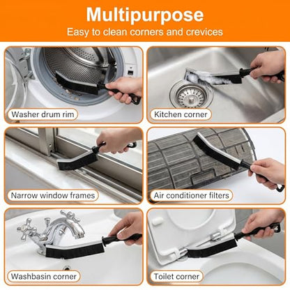 4Pcs Hard Bristle Crevice Cleaning Brush Grout Scrub Brushes Multifunctional Small Cleaning Tool House Deep Cleaninng Supplies for Bathroom Shower Kitchen Tile Window Narrow Spaces Sink Home Essential