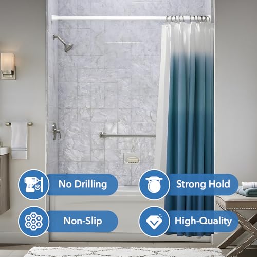 2 Pack White Shower Curtain Rod - Adjustable 45-77 inch Tension Curtain Rod, Spring loaded Curtain Rod for Bathroom Window - color: White, size: 45 to 77 inch-2pcs