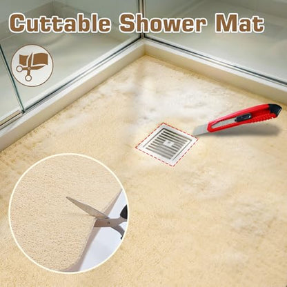 58x44 Extra Large Shower Mat, Anti Slip Shower Mats for Inside Shower, PVC Loofah Mats for Shower and Bathroom, Quick Drying, Beige - color: Light Khaki