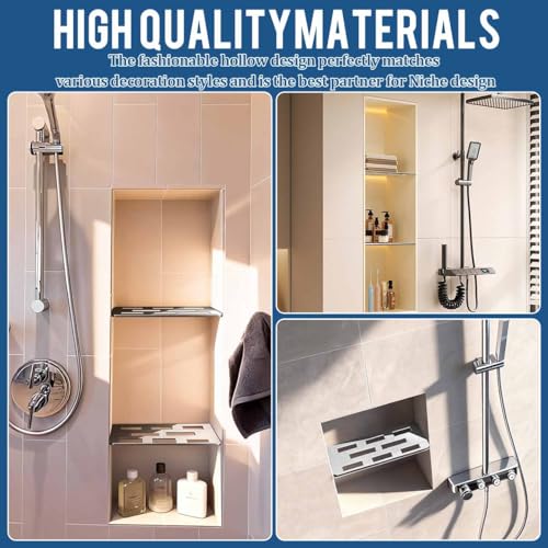 12 Inch Shower Niche Shelf Mirror Effect 316 Stainless Steel Tile Insert | Rectangular Shelf For 12 Inch Tile Prefabricated Niches, Fits 1/8 Inch Grout Lines, Shower Niche Insert Mirror Effect 316 SS - size: 316 Stainless Steel - Mirror Finish