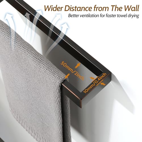 Sayayo Oil Rubbed Bronze Towel Bar for Bathroom, 10 Inch Hand Towel Holder | Wall Mounted Towel Rack SUS304 Stainless Steel , Square Kitchen Towel Ring - color: Oil Rubbed Bronze, size: 10 INCH