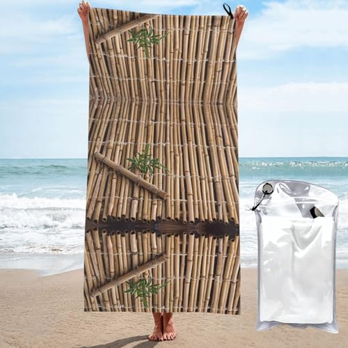 Large Bamboo Raft Bath Towel Super Absorbent Quick Dry Bathroom Towel Sand Free Microfiber Beach Towels for Bathroom, Gym, Spa and Hotel Towel 27.5"x55"