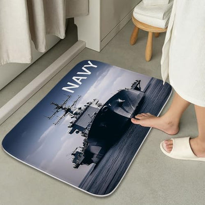 Bathroom Mat Set Modern Ocean Nautical Boys Bathroom Rugs Sets 3 Piece Military Cool, Memory Foam Bath Rugs, U-Shaped Toilet Rug Non Slip Absorbent Blue - color: Color21
