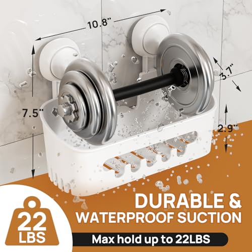 Shower Caddy Suction Cup Set Shower Organizer & Soap Holder & Toothbrush Holder, Bathroom Shelf Basket NO-Drilling, Removable Suction Storage Waterproof Bathroom Caddy, White | Toothbrush Holder, NO-Drilling Bathroom Shelf, Removable Suction Storage, Wate