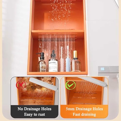 Stainless Steel Shower Niche Wall Insert Recessed Double Shelf Shower Storage for Bathroom Living Room, 70x28x12.5cm, Orange - color: 4 Layer