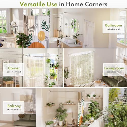 AmazerBath 20-84 Inches Arched Curved Shower Curtain Rod, Heavy Duty Shower Rod Rust Proof Bathroom Curtain Rod, Adjustable Telescoping Design Easy Segmented Installation, Need to Drill, Nickel - color: Nickel