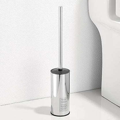 Freestanding Toilet Brush Holder for bathrooms 304 Stainless Steel Toilet Brush Stand Round Storage and Organization Rust Resistant 18-inch high Polished Chrome Finished - color: 18-inch Round High Polished Chrome