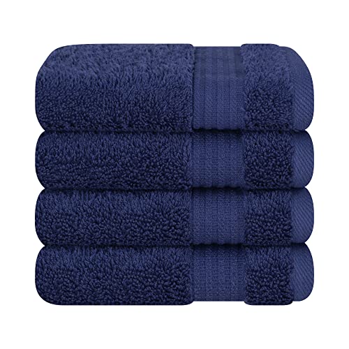 Cotton Paradise 100% Cotton Turkish Towel Set, Soft Absorbent Quick Dry, 4 Piece Washcloth Set, Navy Blue - color: Navy Blue, size: 13"x13"