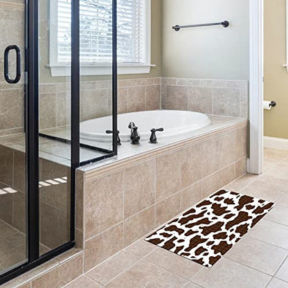 Bath Tub Mat Non Slip Shower Mat Cow Print Extra Long Bathtub Mat 26.8x15 inches Bathroom Bath Mat with Suction Cups Drain Holes Machine Washable - color: Cow Print