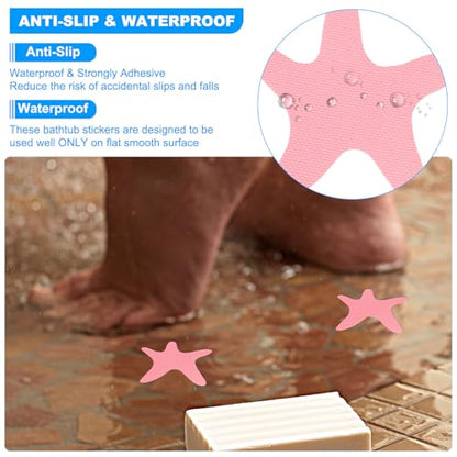 PATIKIL Bathtub Non Slip Stickers 3.86x3.86 Inch, 6 Pack Starfish Safety Shower Floor Anti Slip Stickers with Adhesive Decals Scraper for Bath Tub Shower Floor Stair, Clear - color: Clear