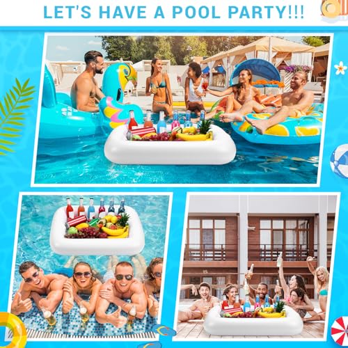 FillTouch Rectangular Inflatable Serving Bar Floating Drink Holder for Pool Inflatable Cup Holders Hot Tub Accessories, Adults Swimming Fun Drink Floats for Swimming Pool Party(White) - color: White