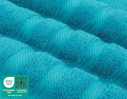 American Soft Linen 100% Cotton Luxury Turkish Towels, 6 Piece Towel Set | Soft Absorbent Quick Dry OEKO Tex Standard 100 Certificated Durable Machine Washable Premium Hotel Quality - color: Aqua Blue, size: (27"x54") + (16"x28") + (13"x13")