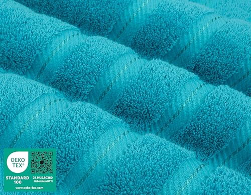 American Soft Linen 100% Cotton Luxury Turkish Towels, 4 PC Bath Towel Set | Soft Absorbent Quick Dry OEKO Tex Standard 100 Certificated Durable Machine Washable Premium Hotel Quality - color: Aqua Blue, size: 27"x54"