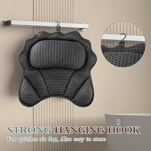 Bath Pillow RUVINCE Ergonomic Luxury Bathtub Pillow with Head,Neck, Shoulder and Back Support, 4D Bath Pillows for tub with 6 Powerful Suction Cups, Fits All Bathtub, Spa Tub, Hot Jacuzzi (Black) - color: Black